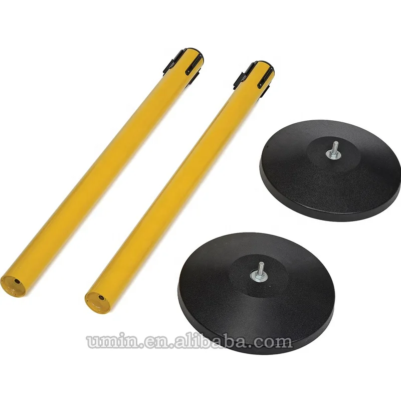 Commercial Extendable Mobile Safety Sign Yellow Barrier Post with Locking Straps