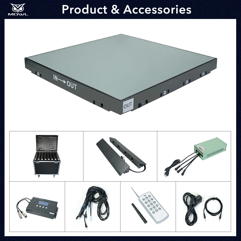 Tempered Glass Illuminated DMX Infinity Mirror 3D Effect RGB LED Dance Floor Light for Entertainment Event Show