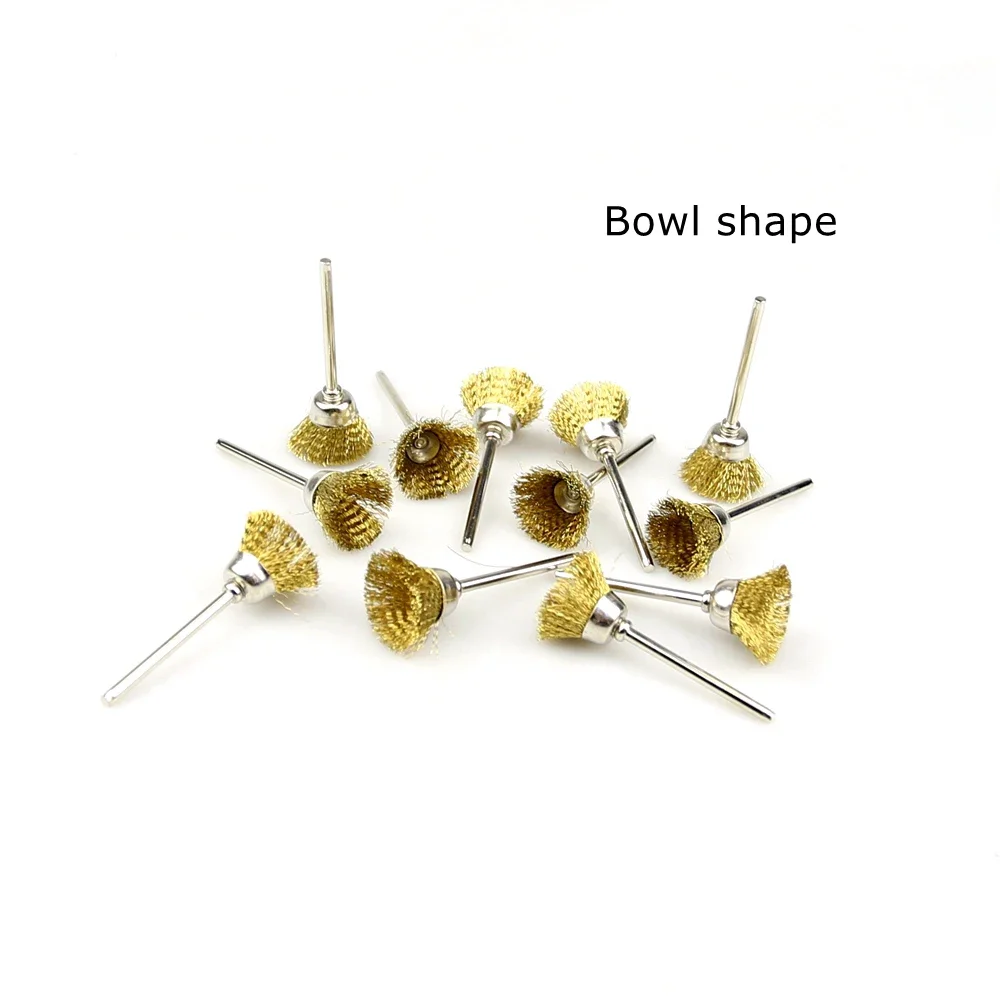 Mini Copper Wire Brush 3mm Shank Mounted Polishing Grinding Wheel for Deburring Clean