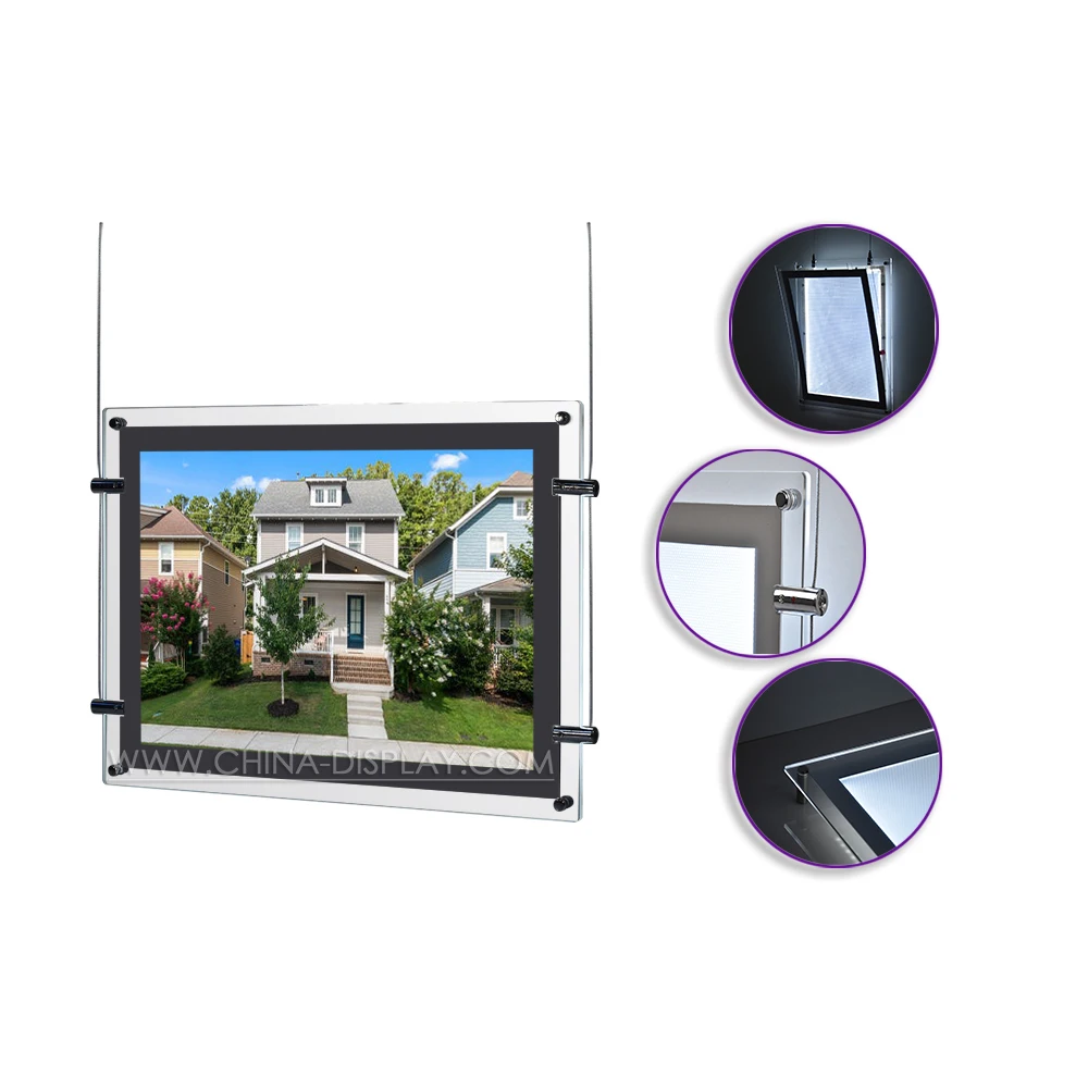 High quality acrylic board illuminated signs shop restaurant decorative light boxes real estate led window display light box