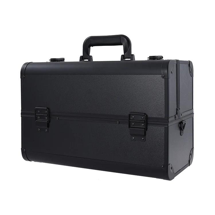 New Design Locking Aluminum Cosmetic Organizer Tool Box With Extendable Trays Cosmetic Hair Beauty Tool Case Nail Art Box