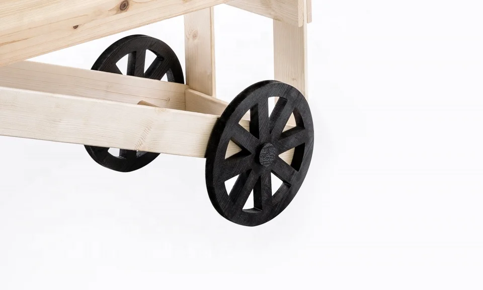 Jaalex Wooden Trolley Raised Garden Bed Flower Planting Bed Outdoor Home Decoration With Wheel