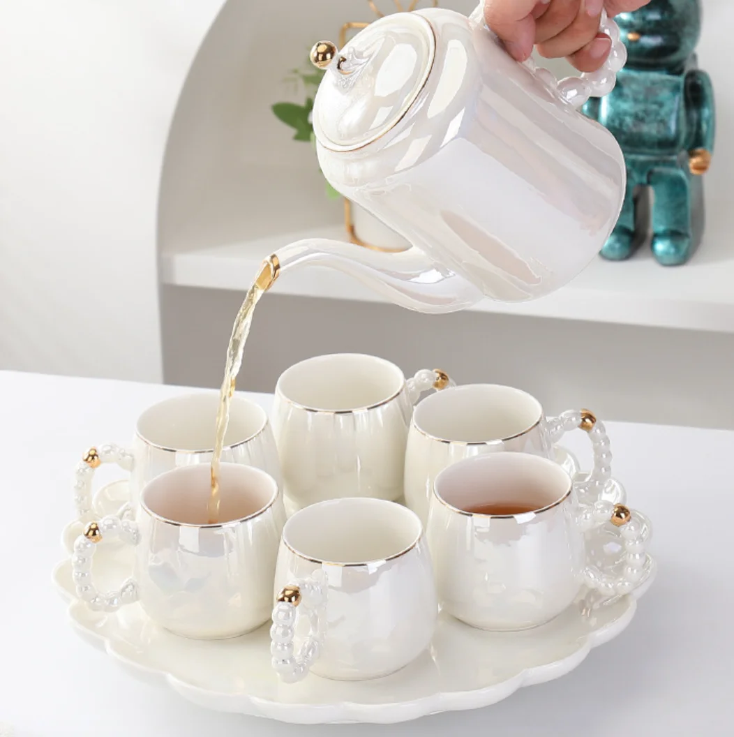 Light luxury style water set living room European ceramic tea set water cup kettle bone China teapot kettle set