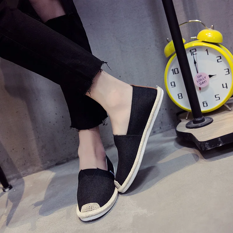 Spring Straw Bottom Lazy Breathable Hemp Concise Light Soft Casual Canvas Shoes