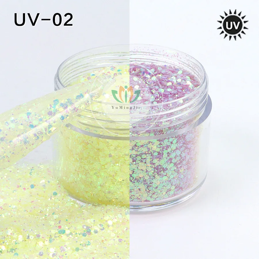 Wholesale Bulk Photochromic Chunky Mix UV Glitter Powder For Nail Art