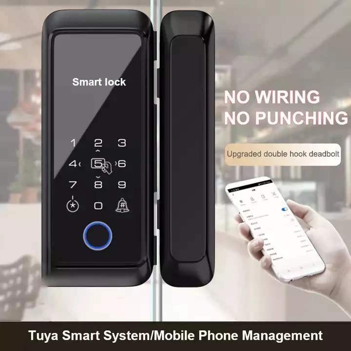 Smart Fingerprint Tuya Keyless Home Sliding Electric Lock Wifi App Tuya Smart Glass Door Lock