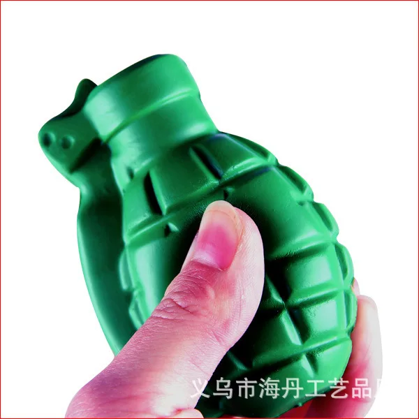 Custom logo  Pu Foam Anti Stress Grenade Shaped Ball Green Mine Bombs