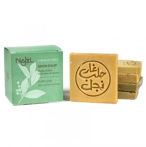 Najel Special Composition Moisturizing Aleppo Handmade Guest Soap, Mini Size, Traveling for All Skin Types Toilet Soap All Ages