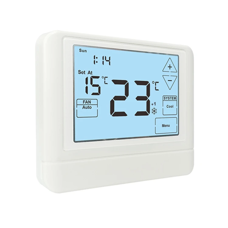 24V Touch Screen LCD 7 Day Programmable Air Conditioner Room Thermostat for HVAC System