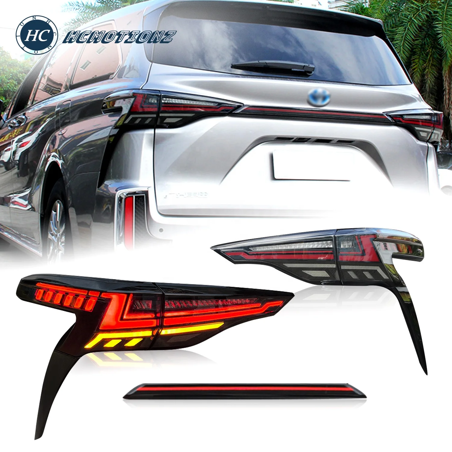HCmotion Factory Wholesales Car Rear Lamp Assembly Granvia Back Lamps 2021 2022  LED Tail Lights For Toyota Sienna