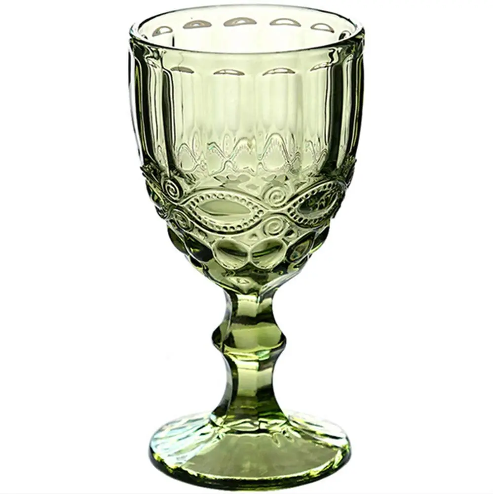 10oz Goblet Wine Glass Crystal Goblets Glassware Black Blue Green Gold Multi-color Vintage Wine Goblet Beverage Glass Cup