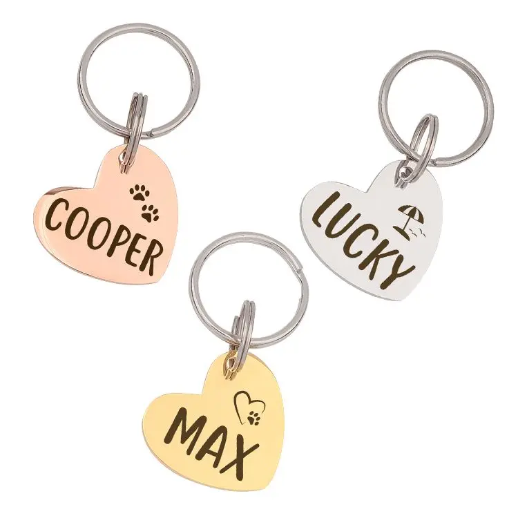 New Spot Pet Accessories Personalized Pet ID Tag Keychain Engraved Name Cat Dog Collar Bone Tag Pendant Keyring Dog Tag
