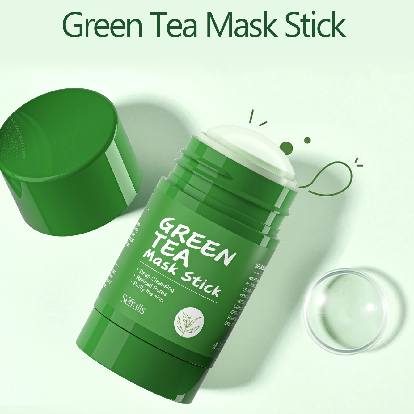 Custom Private Label Green Tea Mud Mask Stick Pore less Deep Cleanse Blackhead Remover Deep Pore Oil Control Green Clay Mask