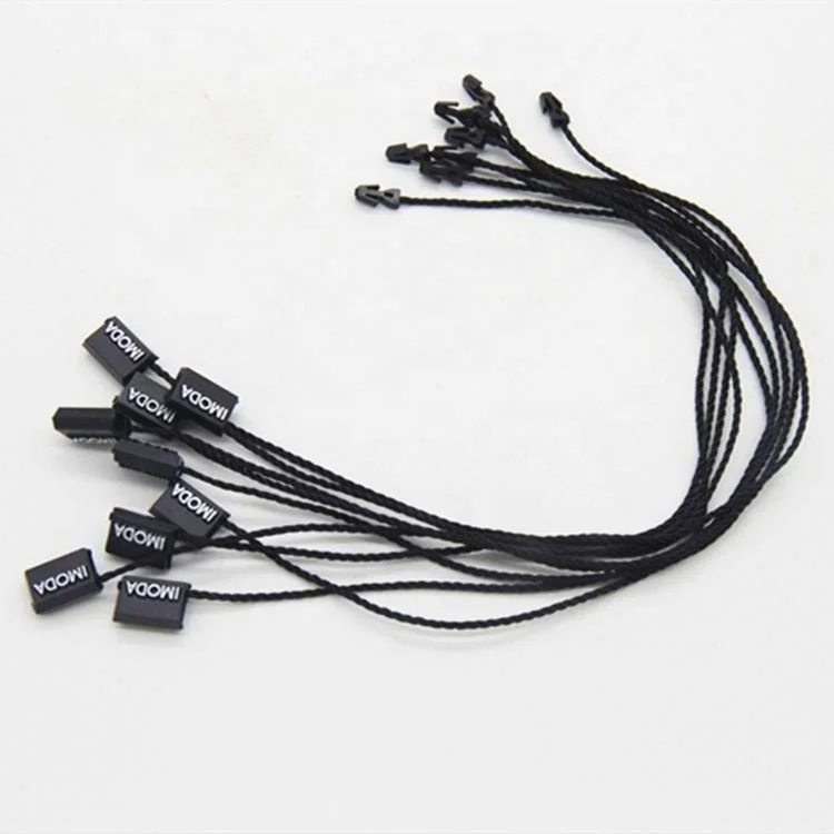 Custom Embossed Name Logo Garment Hang String Seal Plastic Tag