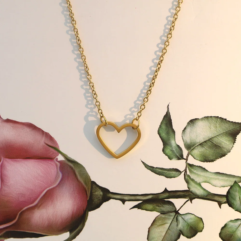 Fashion Stainless Steel 14k Gold Filled Cross Heart Pendant Necklace Charm Chain Choker Necklace Women Jewelry