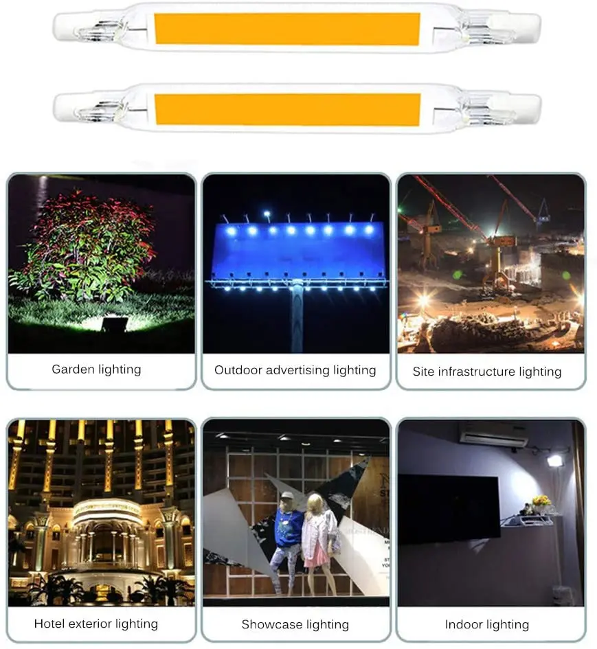 
8W R7S LED COB 118MM Light Bulbs Lustaled R7S Base LED Glass Tube Lamp Double Ended Replace Linear Halogen Bulb 