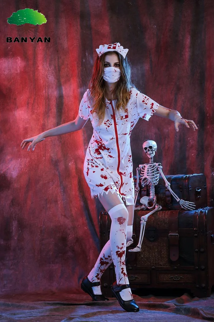 Halloween Costume Nurse Cosplay Couple Uniform Clothing Horror Bloody Zombie Adult Male Doctor Cos Female Dresses Women Witches