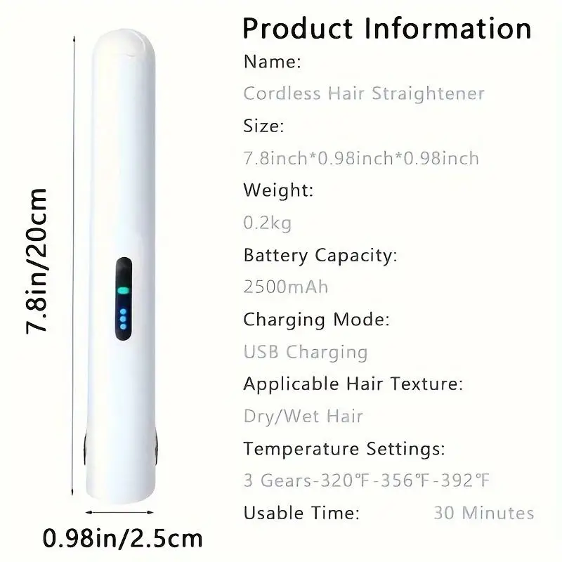 2025 New Arrivals 2 In 1 Hair Straightener Hair Styling Tools Portable Usb Heater Ceramic Flat Iron Cordless Hair Straightener