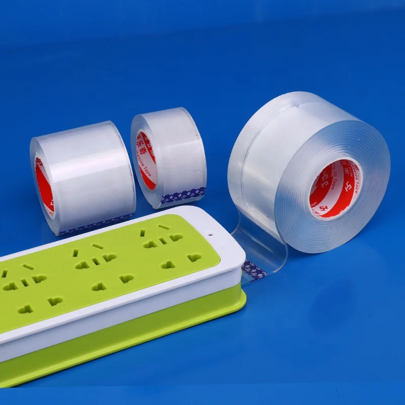 Mileqi excellent quality super strong sticky pre cut washable double sided adhesive transparent traceless nano gel grip tape