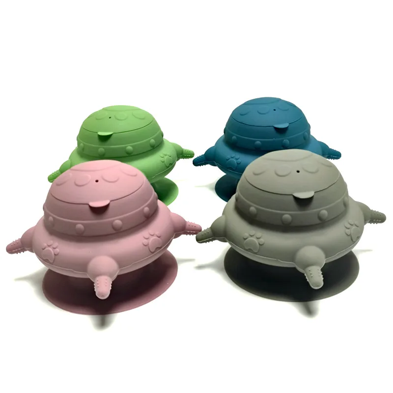 Free sample Pet Feeder Food Grade 4 Nipples Silica Gel Puppy Feeder With Suction Silicone Nipple Feeder Milk Bowl Pet Bowl