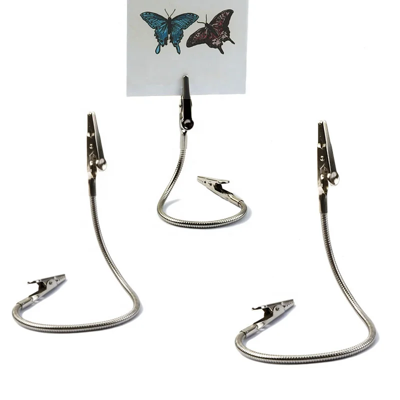 Вращающийся двойной головкой зажимы типа «крокодил» гибкий фото с отделением для карт, регулируемый Двусторонняя дисплей Клип держатель подставка упаковка из 10 шт.