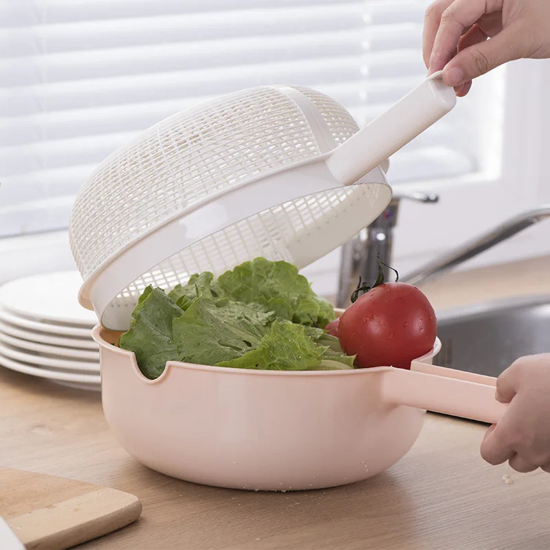 Drain Plastic Colander Bowl Set Basket Food Fruit Vegetable Kitchen Washing Strainer