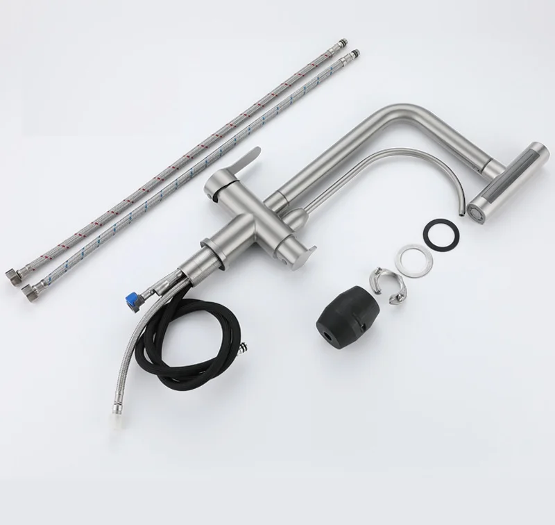 2024 New designed 4 function pull out waterfall faucet with purifier water ss304 material  kitchen faucet