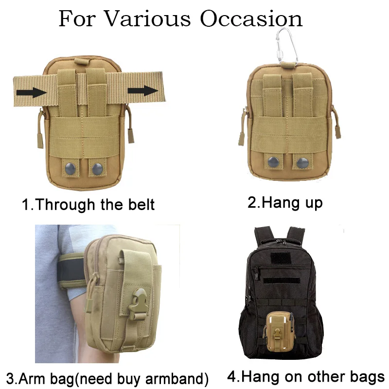 Universal Outdoor Tactical Gadget Sports Pouch Sling Case Molle Waist Bag With Zipper Wallet Pouch Purse Phone Bag