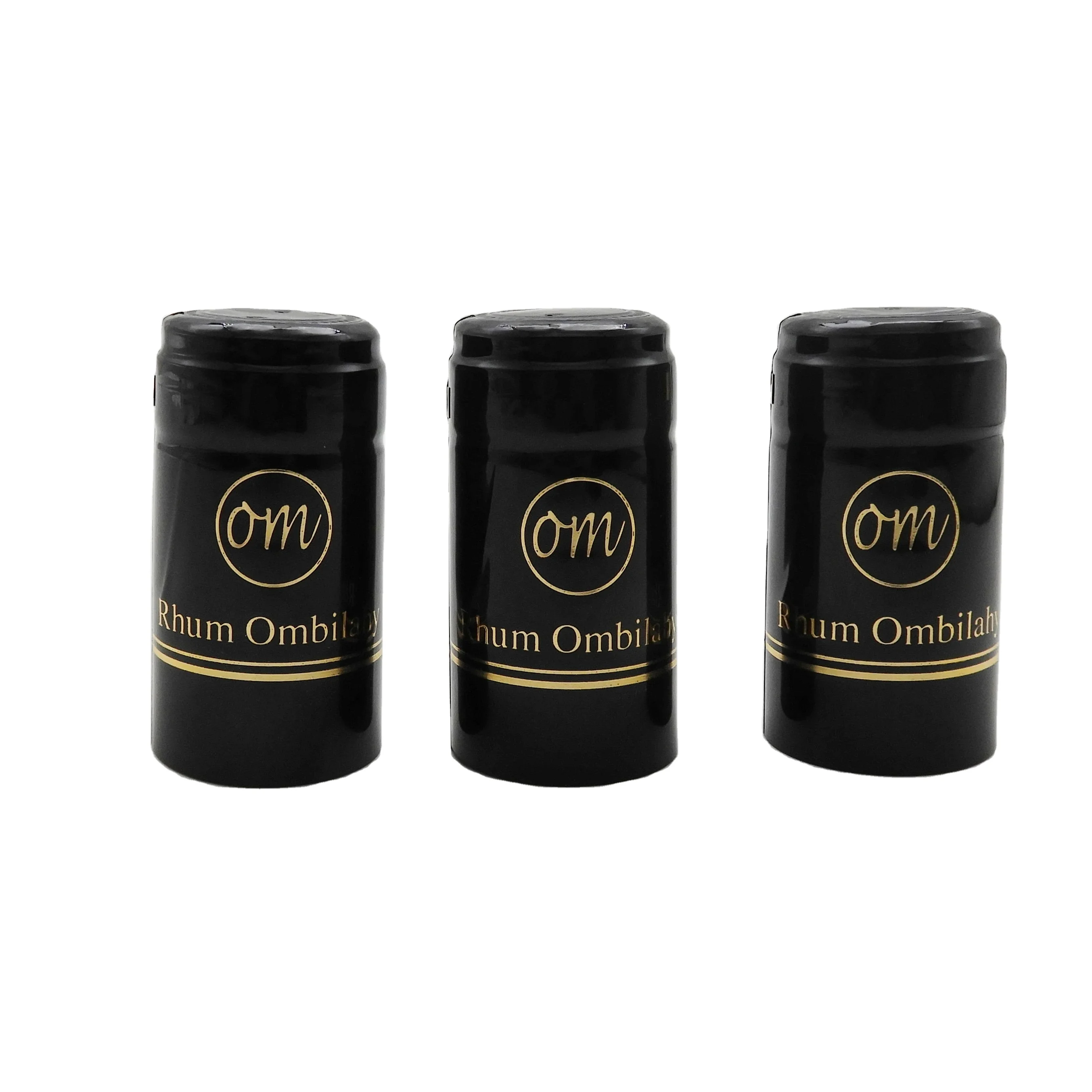 PVC Heat Shrink Capsule for Wine Vodka Liquor Bottles 30*60mm Hot Stamping Logo Shrink caps