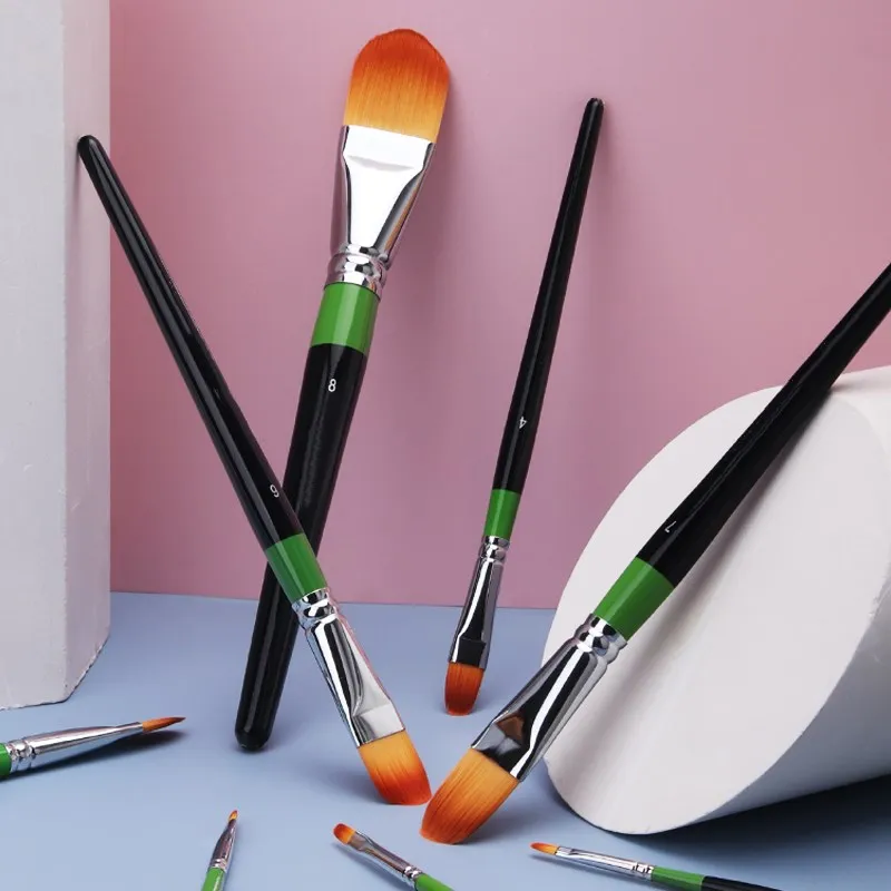 Wood Handle Nylon Painting Brushes Set for Artist Oil Acrylic Painting Drawing Water Color oil painting Body Face