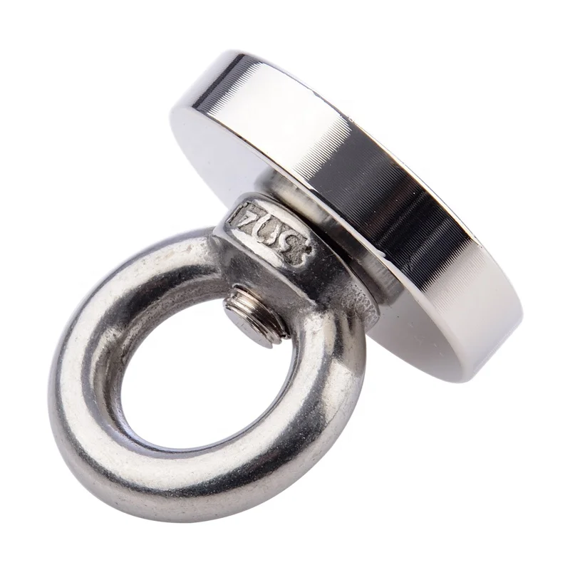 Hot sale Top Sale Silver Fishing Magnet 80KG Vertical pull-force D48mm Neodymium Magnetic Steel Cup Recovery Metal Hunting