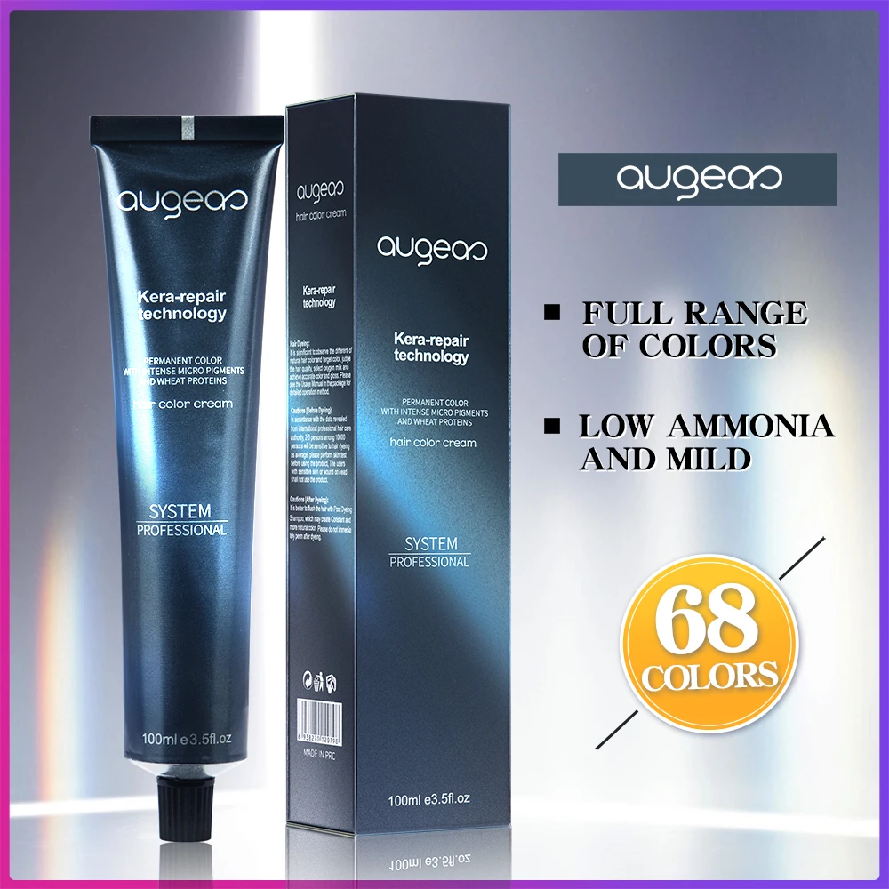 Guangzhou factory professional manufacturer Augeas wholesale 68 colors non allergic ammonia free natural herbal hair dye cream