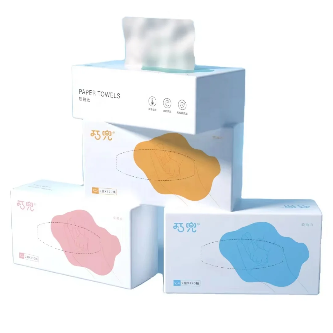 Wholesale Super Soft 100% Virgin Wood Pulp tissue 2/3/4 Ply Boxed Facial Tissue Custom Logo Tissue Paper