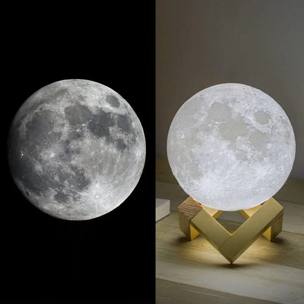 PVC Lunar Light Gift Rechargeable 16 Colors Touch moon light Change Remote 3D Printing Globe Moon Light LED 3D Moon Lamp