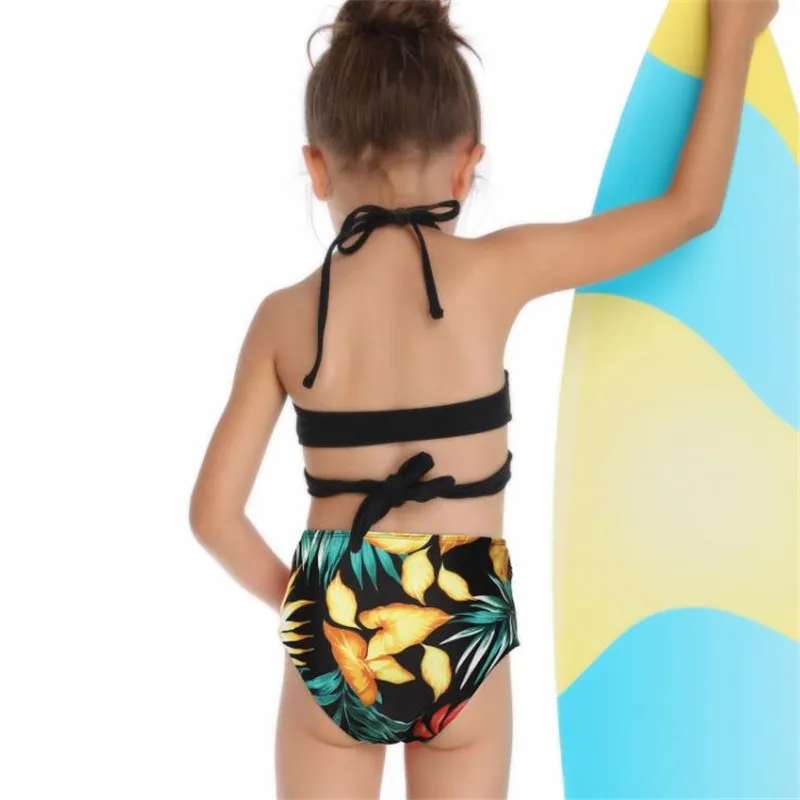 Two piece floral printed Mommy and Me kids fashion swimwear girls