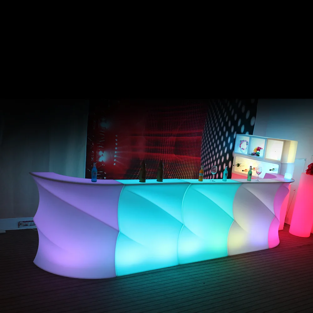 newly design remote control rgb color changing outdoor mobile bar portable wave grain led night club bar counter