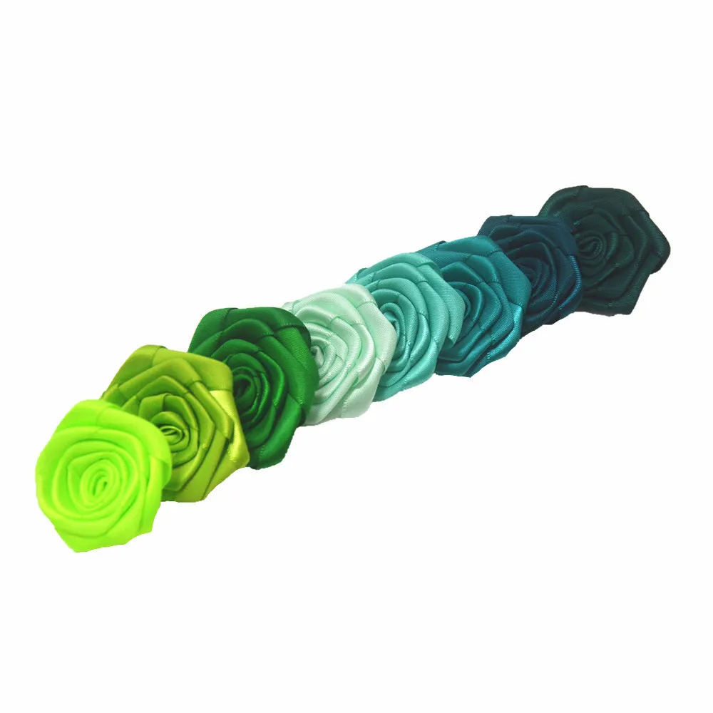 4.5cm Rose Flower Mini Satin Ribbon Baby Satin Rolled Ribbon Rose Flowers Fabric Rosettes Flower hair accessories CH401