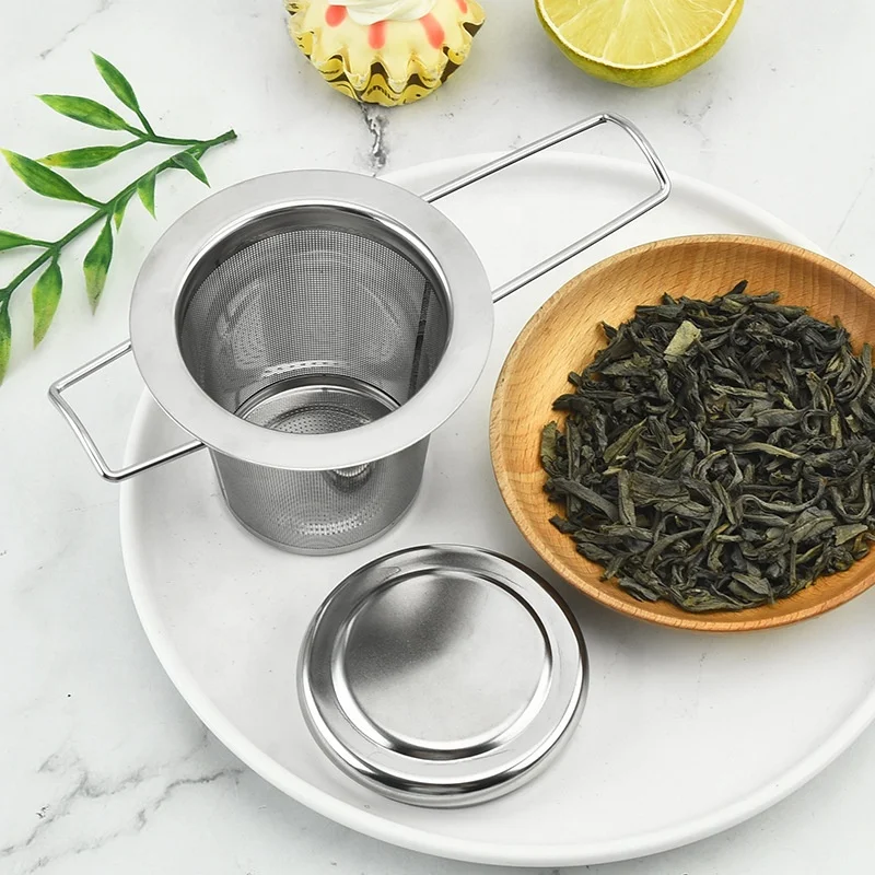 Складная корзина для заваривания сетчатого фильтра из нержавеющей стали с крышкой для рассыпного чая