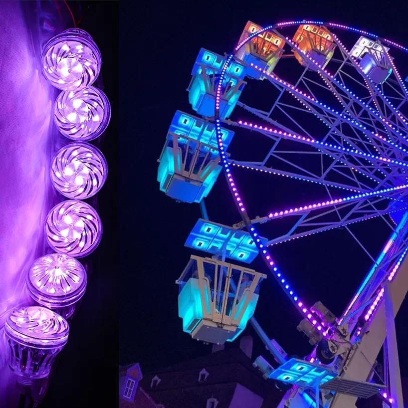 DC24V 60mm Diameter Cabochon Rgb UCS1903 18pixels Turbo Led for Fairground Amusement Light