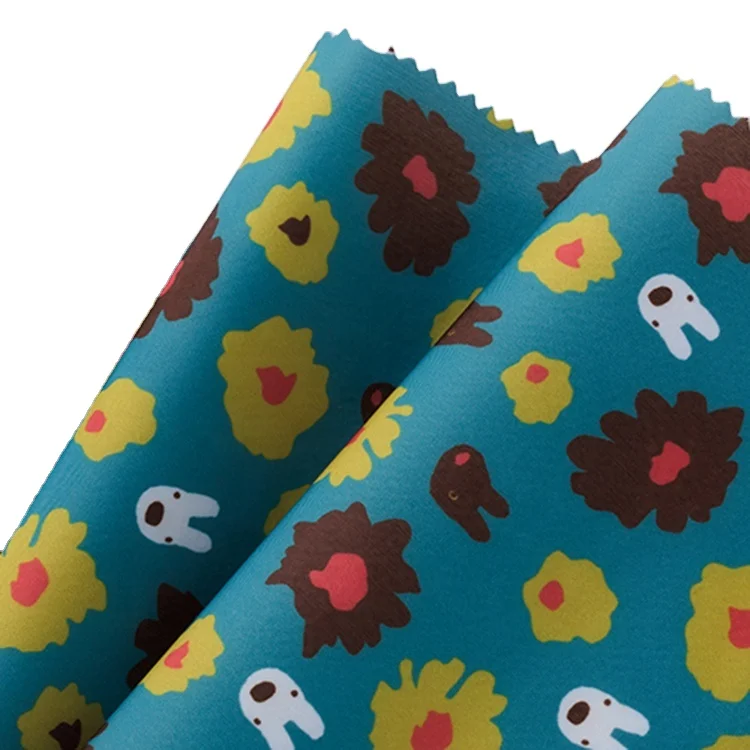 
white 0.015mm TPU film blue printed lycra cloth composite baby fabric waterproof material fabric for baby diapers 