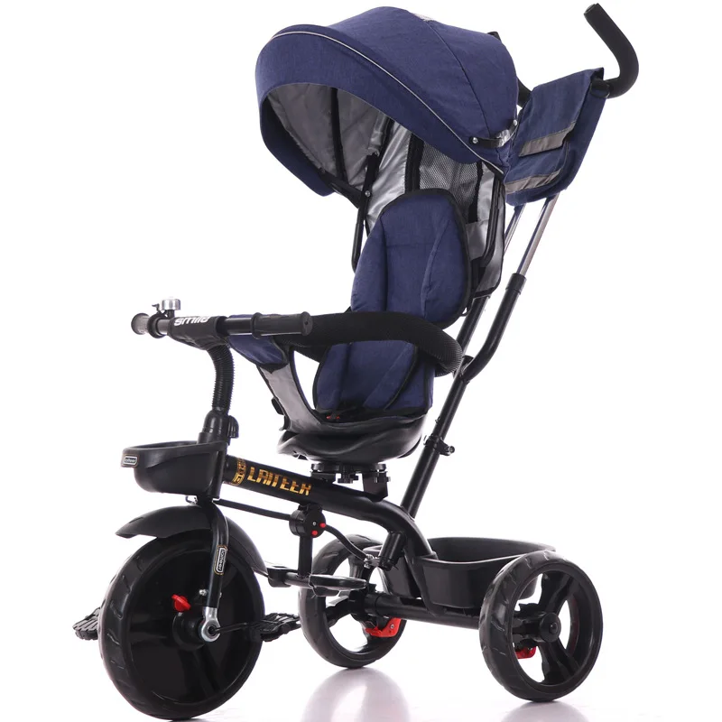 Kids Ride On Bike Trike Toy Plastic Material Baby Folding Walker Stroller Tricycle For Children With Push Handle And Umbrella