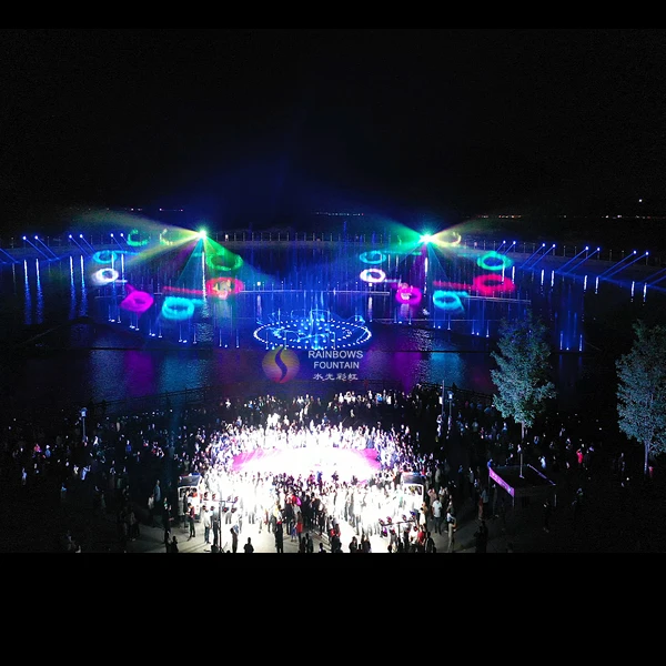Rainbows Fountain Custom Design 3D Hologram Musical Dancing Water Fountain Show With Laser LED Lights Beam Light Effect