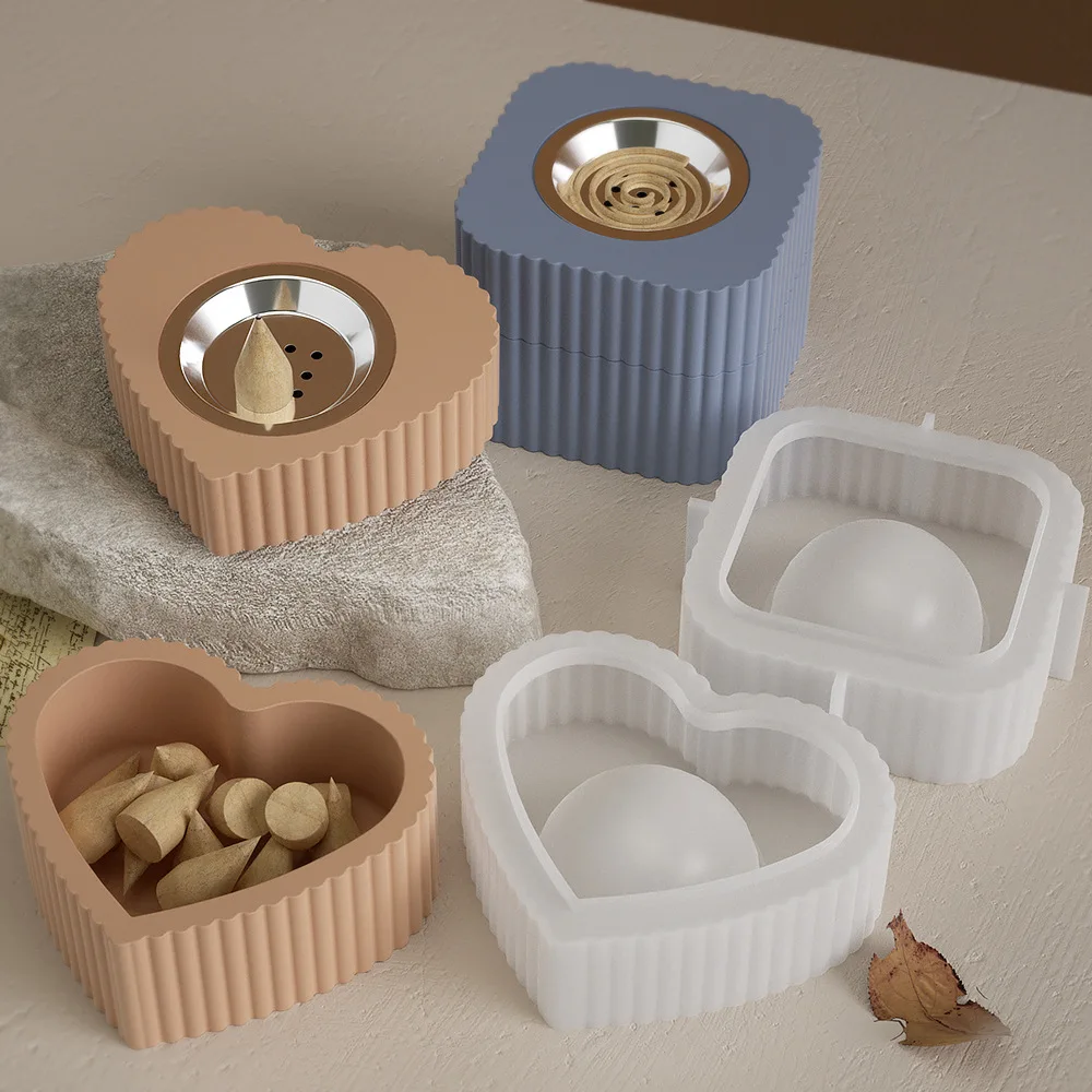 M4646 Hot Geometry Stripe Cement Aromatherapy Stove Mold Jar Silicone Mold