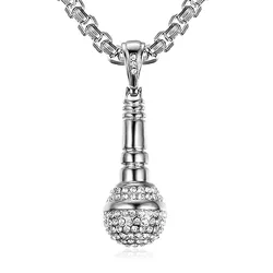 AFXSION high quality three-dimensional microphonesports  stainless steel charms pendant necklace