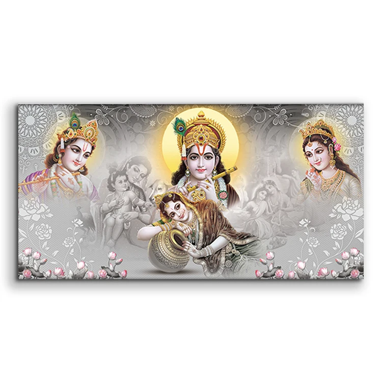 Vintage wall Art Canvas Painting India Lord Krishna Painting Artwork Painting For Living Room Decoration
