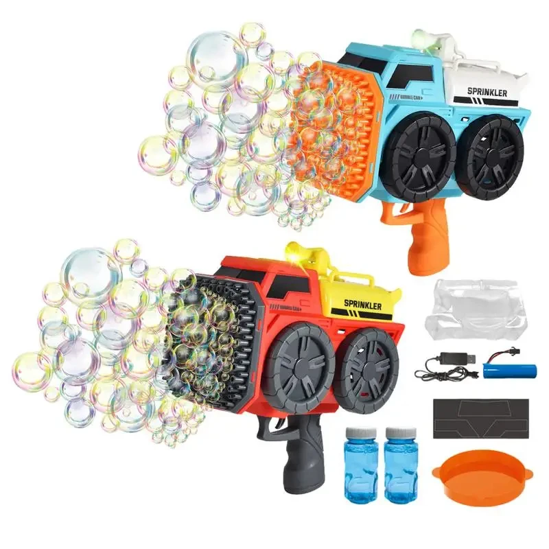 139 Holes Bubble Gun Car Design Bubble Machine Shooter Blower Pop Handheld Bubble Guns Toy with LED Lights