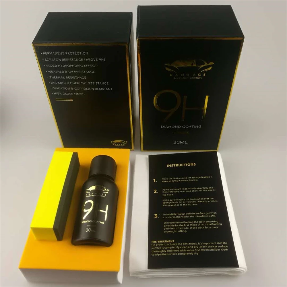 9H Crystal Hardness Polish 30ML Super Hydrophobic Shiny Bond Nano Car Ceramic Coating Liquid Glass & Paint Coating