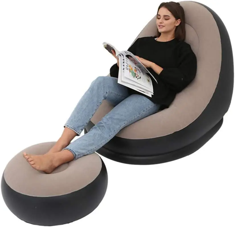 Outdoor Inflatable Sofa Camping Lazy Bag Portable Foldable Portable Beach Park Air Bed with Pedal