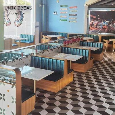 Furniture Sets Sofa Booth Seating Cafe Fast Food Design and Table Wholesale Restaurant Set