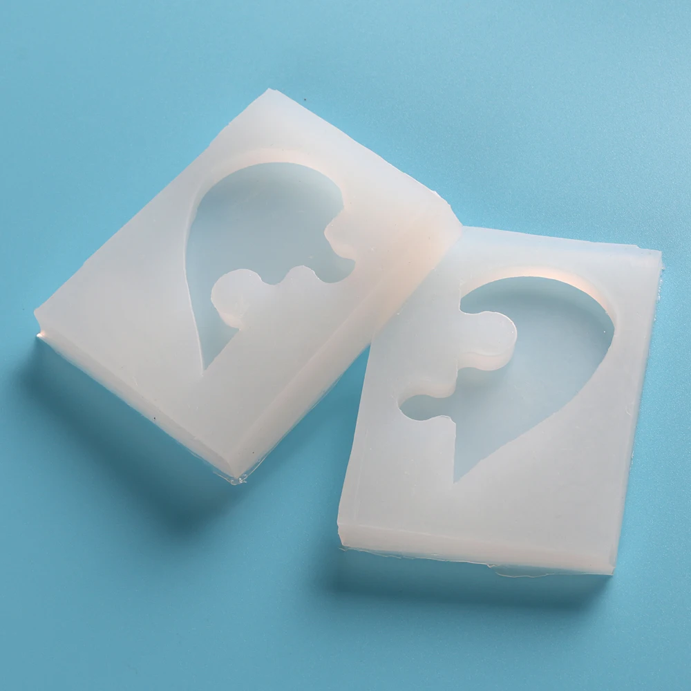 2pcs Puzzle Heart Love Silicone Mold Resin Craft DIY Mould Tools Cake Fondant Chocolate Decorating Cupcake Topper Molds